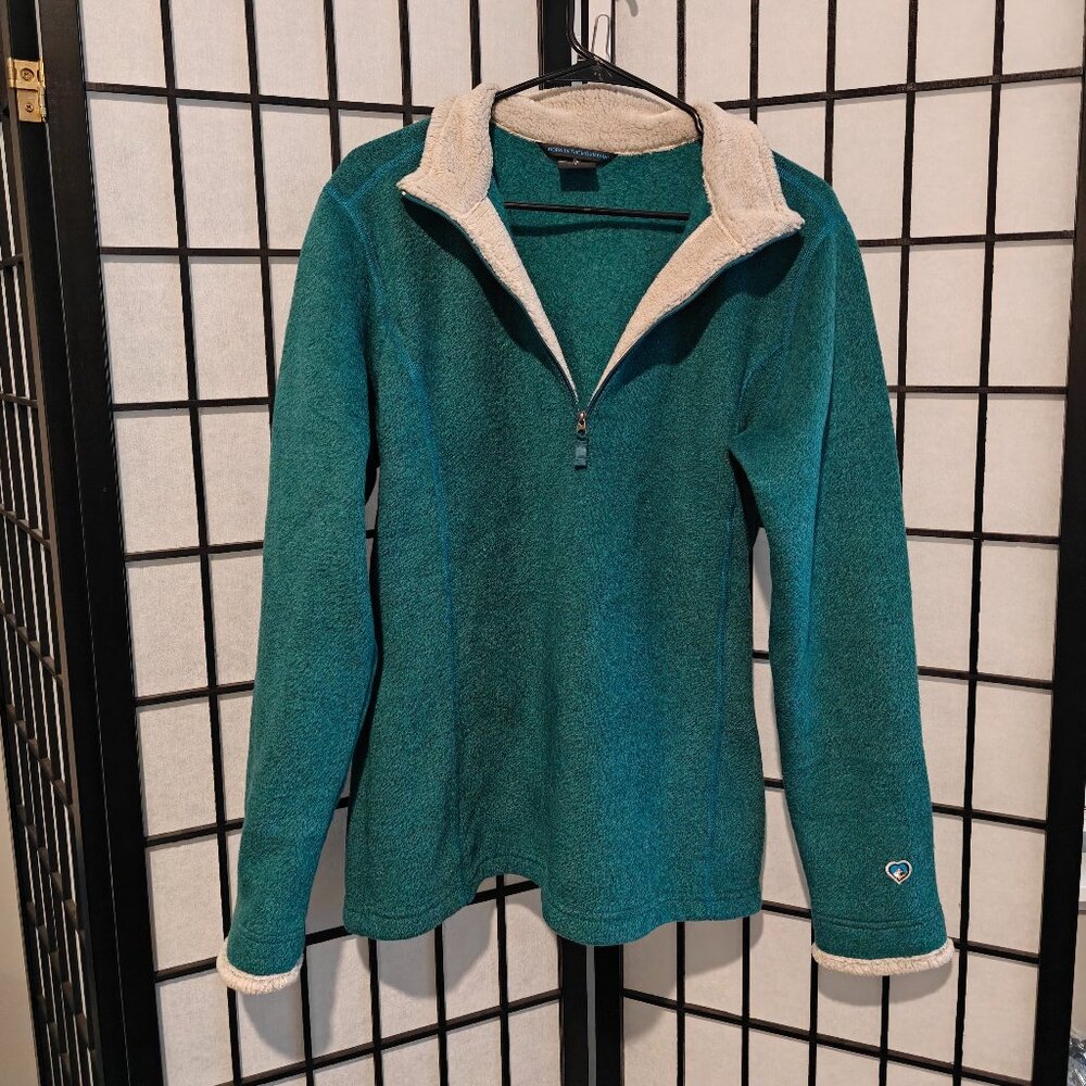 Kuhl Women's Teal Half-Zip Fleece with Cream Sherpa Collar